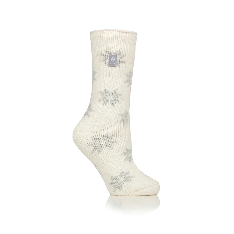 Women's cashmere - blend socks for extra softnessLadies Original Jacquard Socks - Cream Snowflake