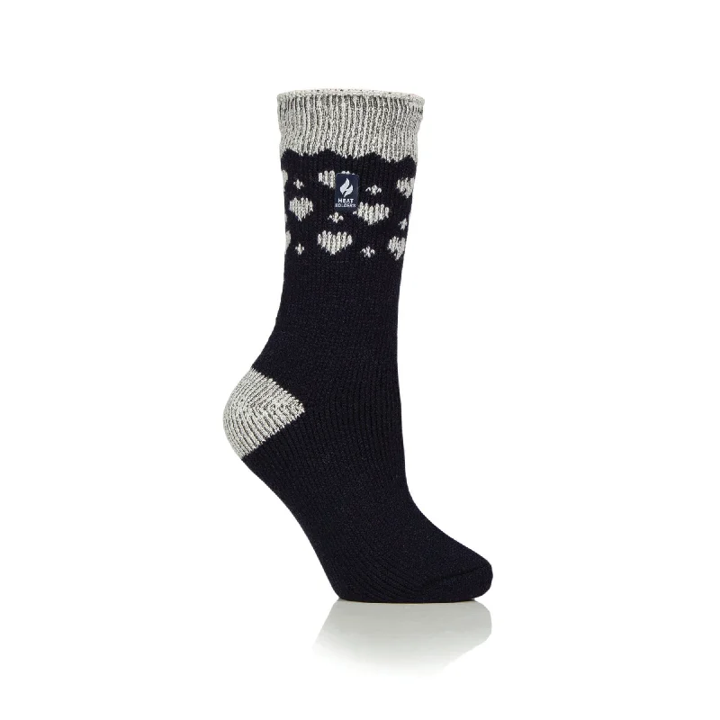 Women's cashmere - blend socks for extra softnessLadies Original Jacquard Socks - Navy Hearts