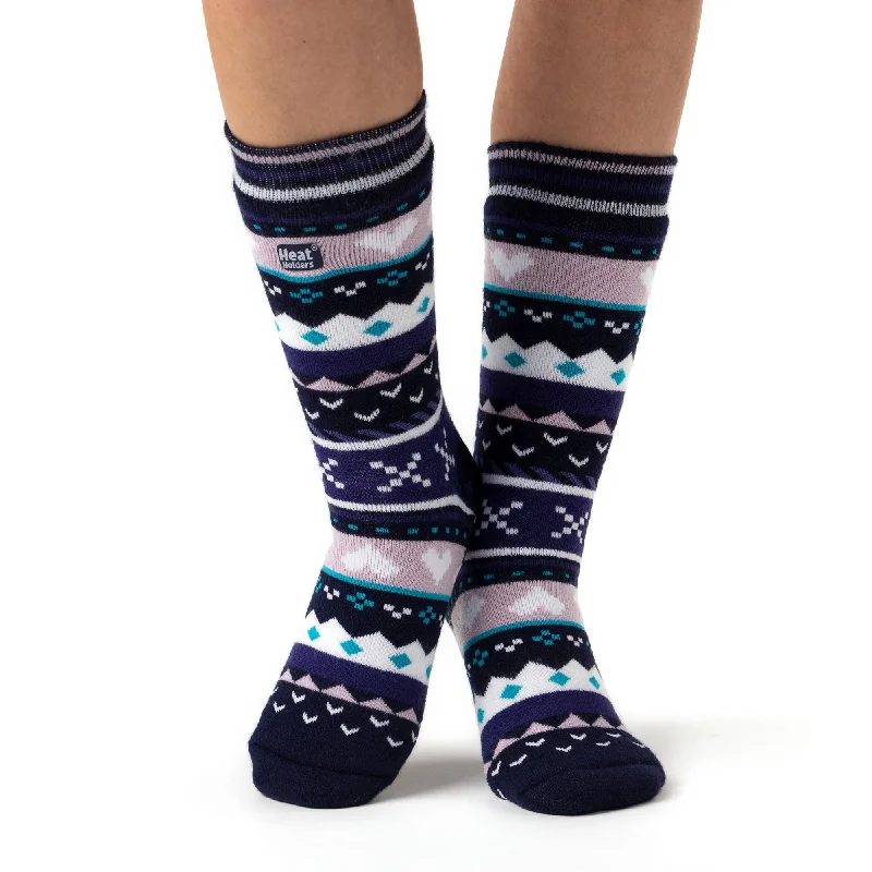 Women's thermal socks for cold weatherLadies Soul Warming Dual Layer Slipper Socks - Navy & Purple