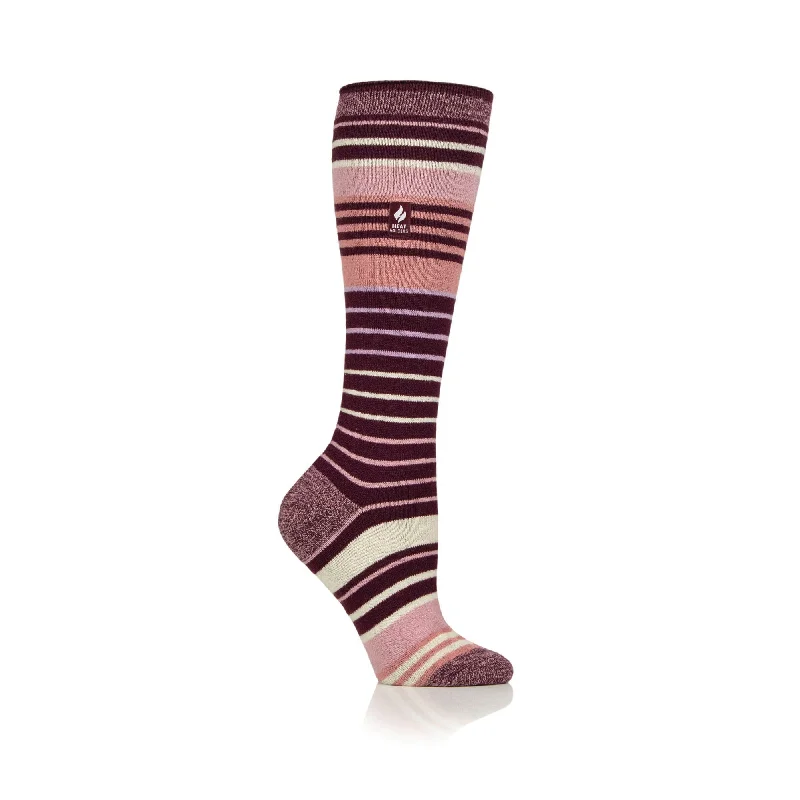 Women's cable - knit ankle socks for a cozy styleLadies Ultra Lite Jura Long Ski & Snow Sports Socks - Cabernet & Rose Blush