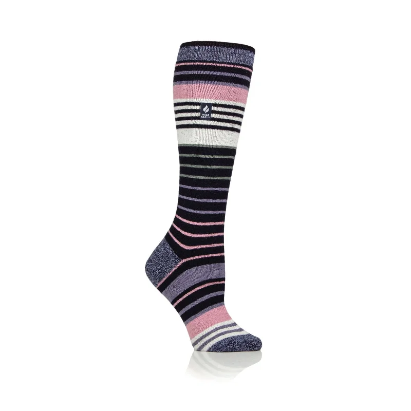 Women's microfiber socks for a lightweight optionLadies Ultra Lite Jura Long Ski & Snow Sports Socks - Navy & Lilac