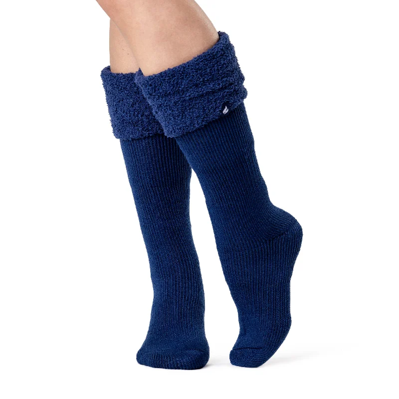 Women's over - the - calf socks with a stripe designLadies Original Wellington Boot Socks - Indigo