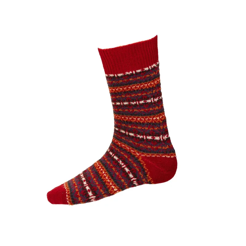 Women's satin - trimmed socks for a touch of eleganceMen's Fair Isle Socks - Brick Red