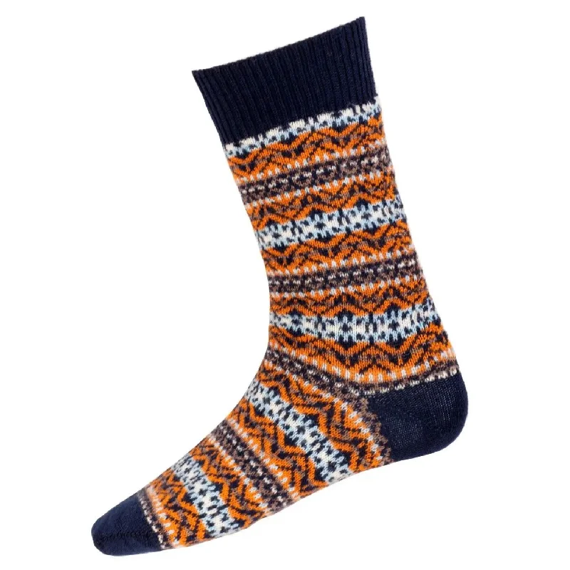 Women's thermal socks for cold weatherMen's Fair Isle Socks - Navy Blue