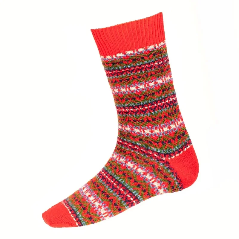 Women's no - show socks with a floral motifMen's Fair Isle Socks - Tartan Red