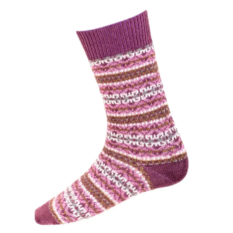 Women's silk - lined socks for a luxurious feelMen's Fair Isle Socks - Thistle Purple