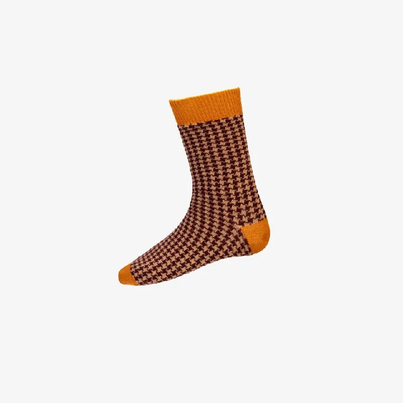 Women's cotton blend socks for breathabilityMen's Houndstooth Casual Socks - Ochre