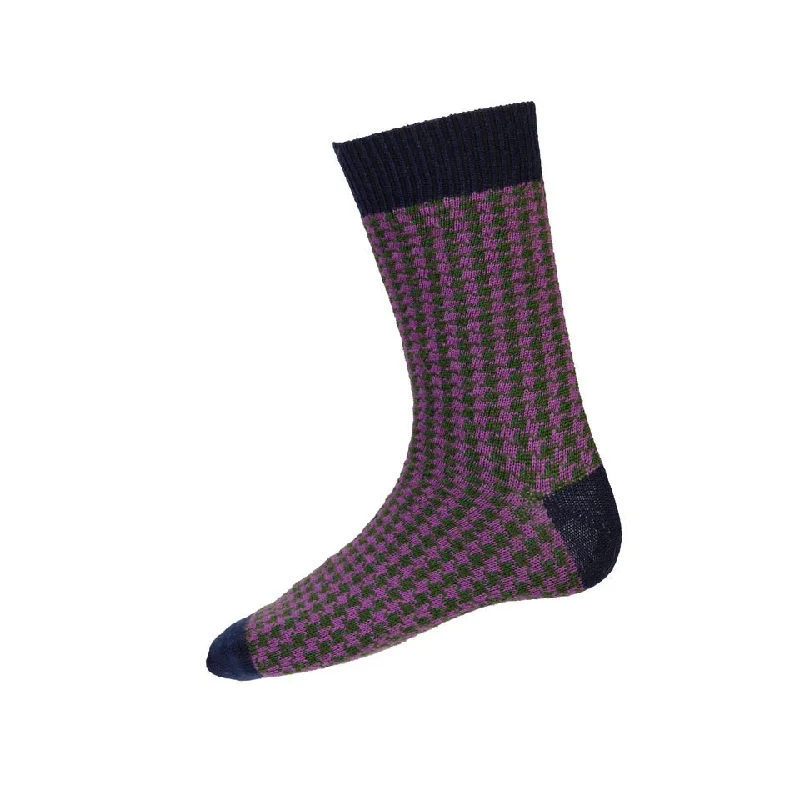 Women's cable - knit ankle socks for a cozy styleMen's Houndstooth Casual Socks - Navy