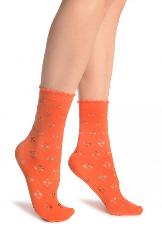 Women's adjustable - fit socks for a customized feelOrange Viola Lace Ankle High Socks