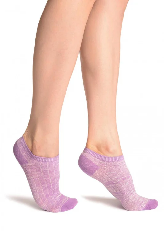 Women's crew socks with a polka - dot printPurple Melange Footies