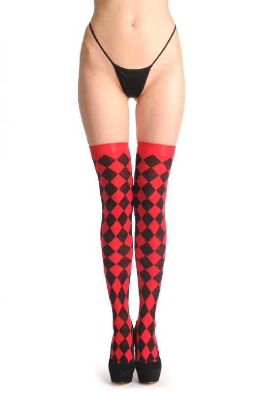 Women's non - slip socks for safetyRed Checkered Diagonal