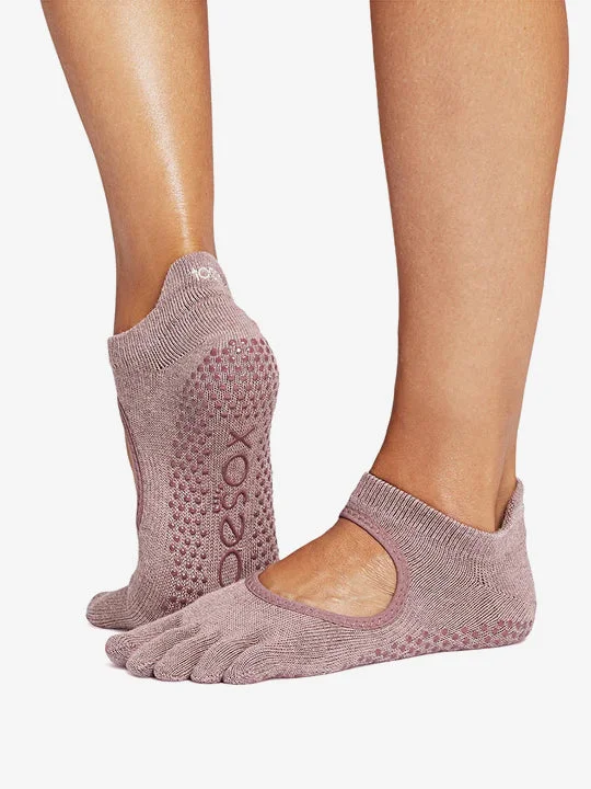 Women's cable - knit ankle socks for a cozy styleToeSox Full Toe Bellarina Grip Socks - Rosy