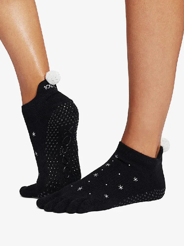 Women's no - show socks with a floral motifToeSox Full Toe Low Rise Grip Socks - Jingle