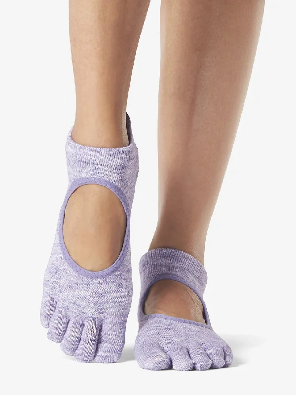 Women's cushioned sole socks for shock absorptionToesox Grip Full Toe Bellarina - Heather Purple