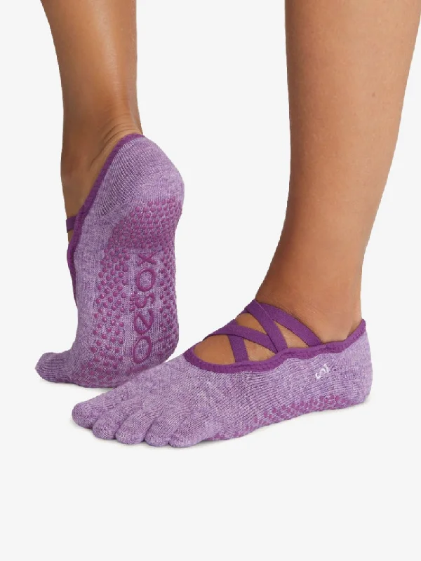 Women's silk - lined socks for a luxurious feelToeSox Full Toe Elle Grip Socks - Violet Melange