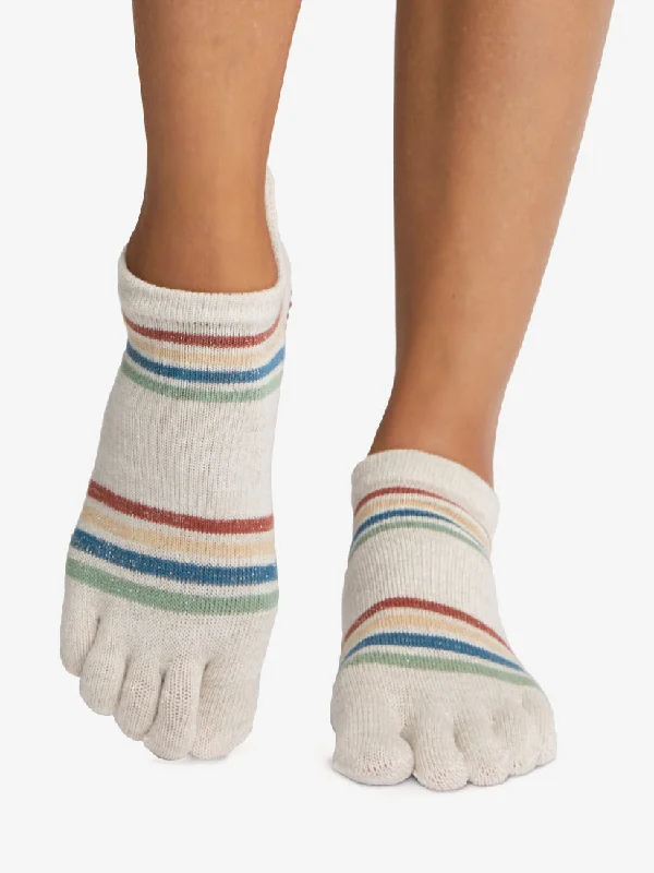 Women's moisture - wicking socks for sportsToeSox Full Toe Low Rise Grip Socks - Vintage Rainbow