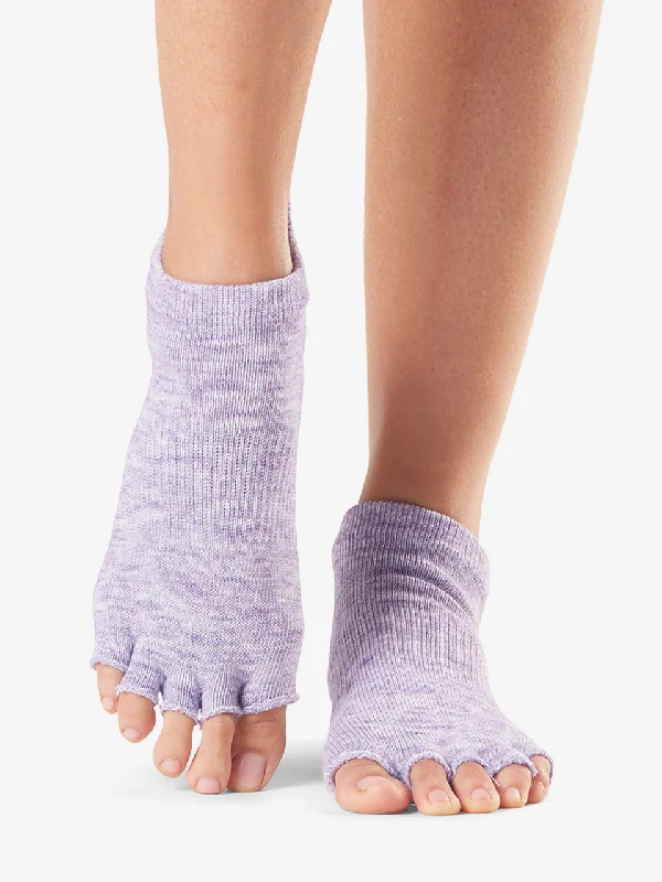 Women's anti - odor socks for long - day freshnessToesox Grip Half Toe Low Rise - Heather Purple