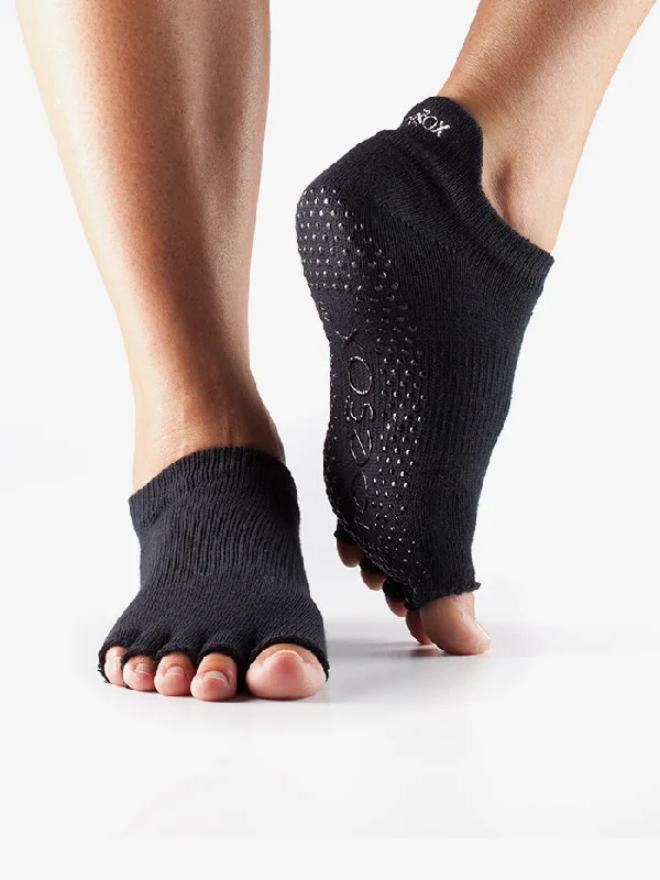 Women's cotton blend socks for breathabilityToeSox Half Toe Low Rise - Black