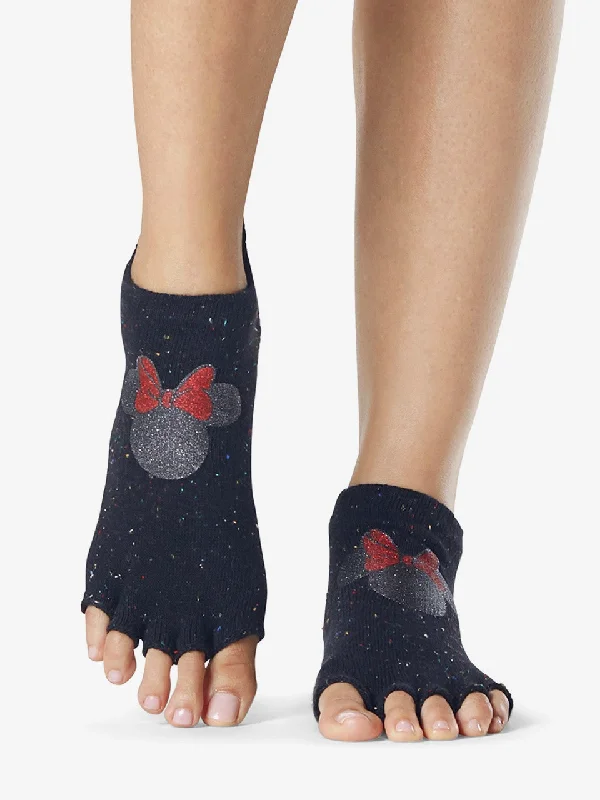 Women's spandex - infused socks for stretchToeSox Half Toe Low Rise Grip Socks - Confetti Minnie