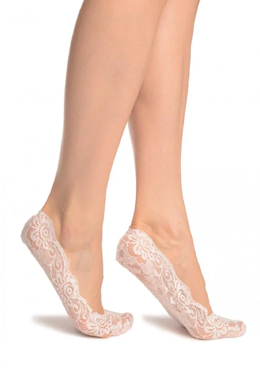 Women's thermal socks for cold weatherWhite All Over Floral Lace Footies