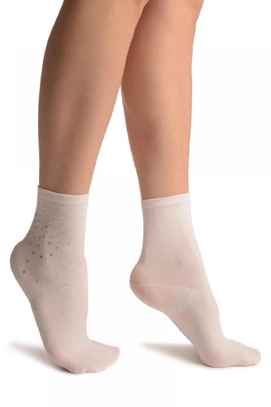 Women's spandex - infused socks for stretchWhite Sequin Embellished Ankle High Socks